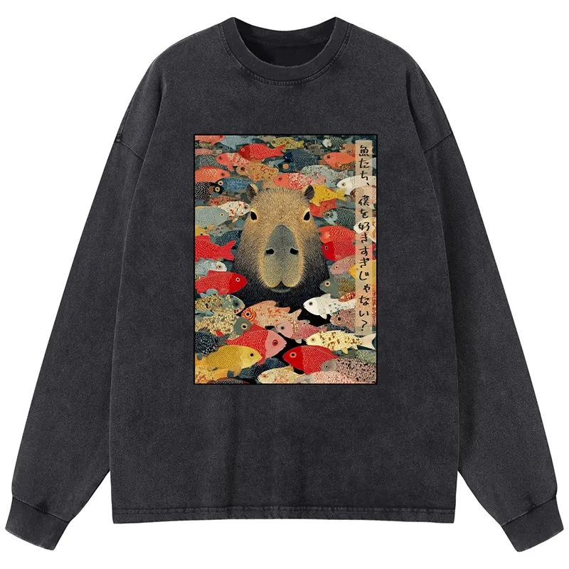 Tokyo-Lion Am I Too Lovable? Washed Long Sleeve T-Shirt