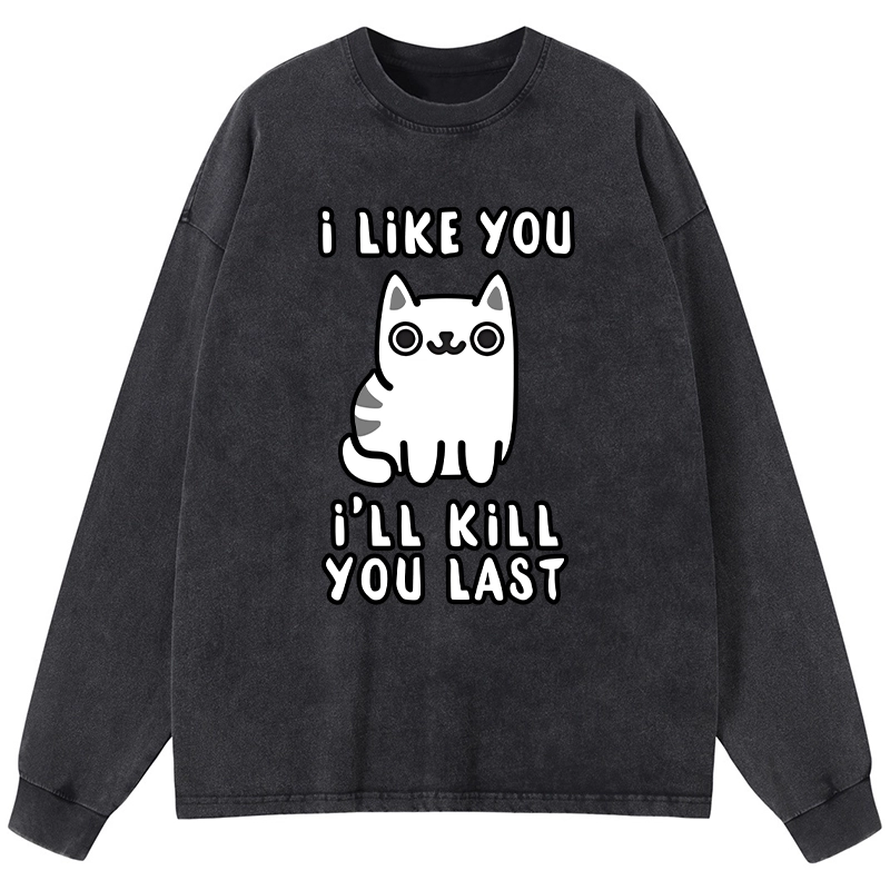 Tokyo-Lion Cats And Humans Have A Love-hate Relationship Washed Long Sleeve T-Shirt-Tokyo-Lion