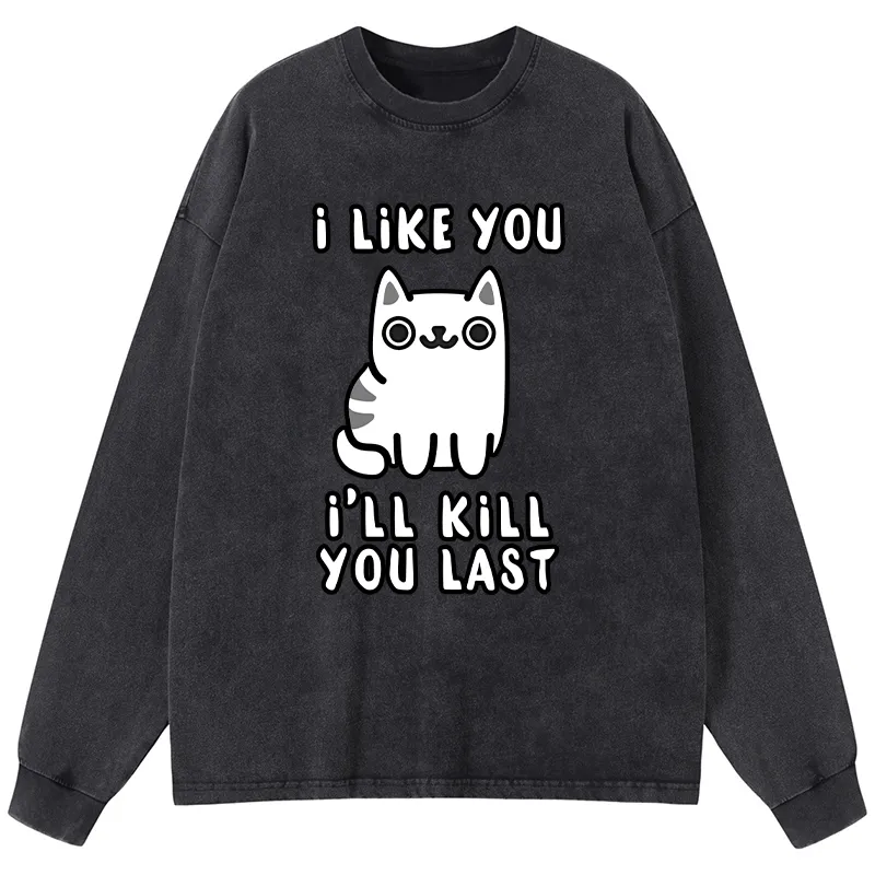 Tokyo-Lion Cats And Humans Have A Love-hate Relationship Washed Long Sleeve T-Shirt-Tokyo-Lion