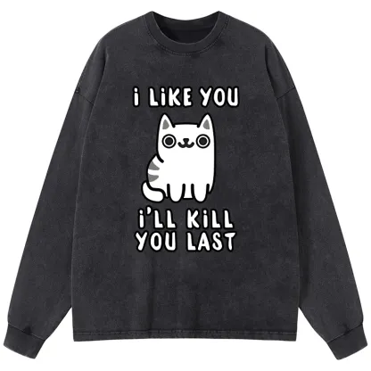 Tokyo-Lion Cats And Humans Have A Love-hate Relationship Washed Long Sleeve T-Shirt-Tokyo-Lion
