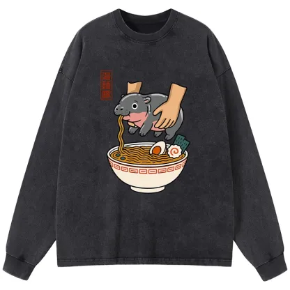 Tokyo-Lion Noodles Got Me Washed Long Sleeve T-Shirt