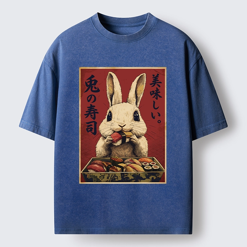 Tokyo-Lion Rabbit’s Sushi Feast Washed T-Shirt