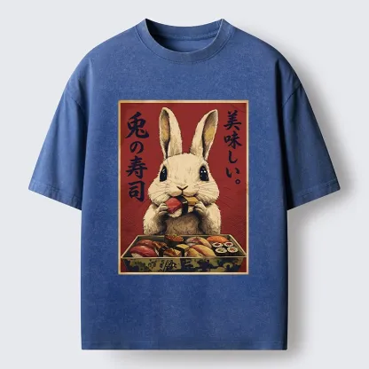 Tokyo-Lion Rabbit’s Sushi Feast Washed T-Shirt