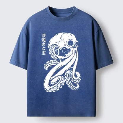 Tokyo-Lion Octopus Of The Deep Ghost Washed T-Shirt