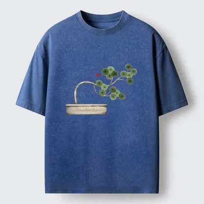 Tokyo-Lion Minimalist Bonsai Artistry Washed T-Shirt-Tokyo-Lion