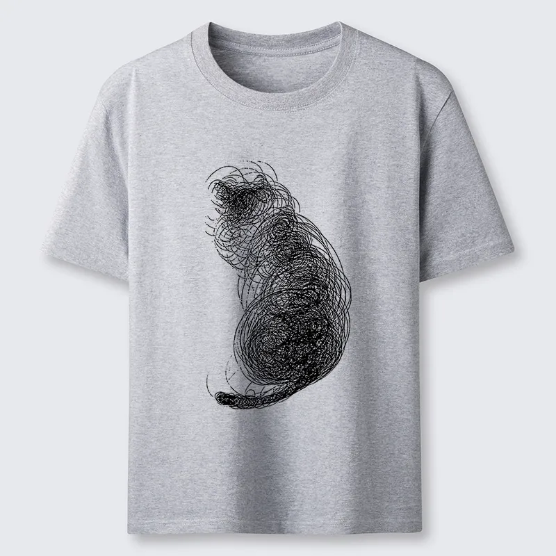 Tokyo-Lion Chaotic Line Art Of A Curled Cat Classic T-Shirt