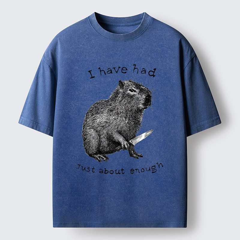 Tokyo-Lion Capybara With A Knife Washed T-Shirt