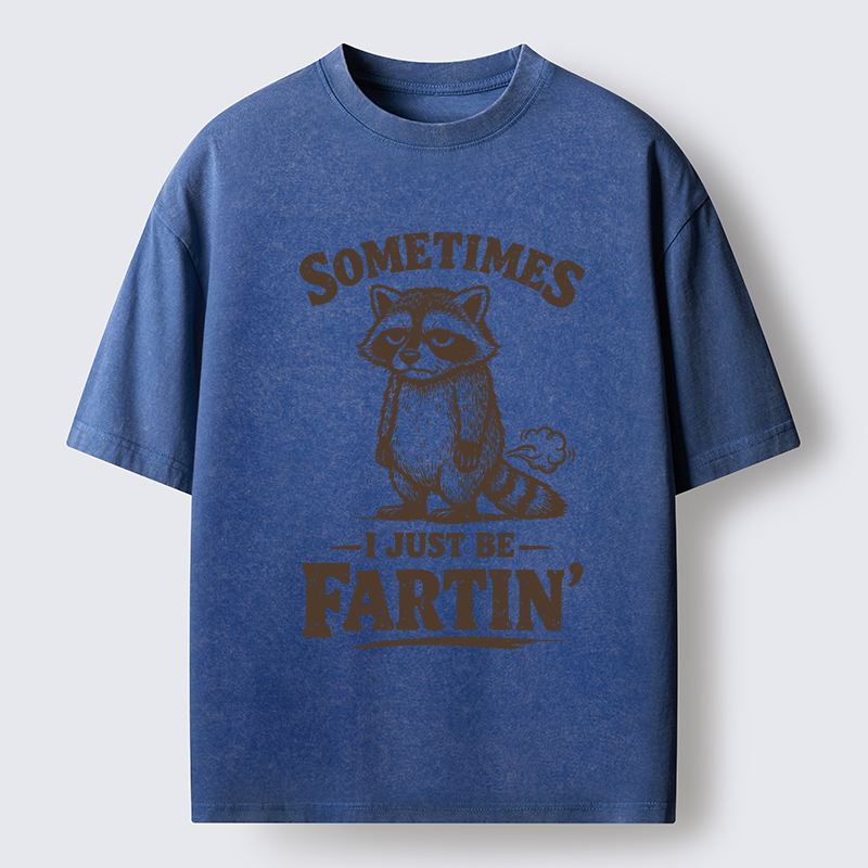 Tokyo-Lion Farting Raccoon Washed T-Shirt-Tokyo-Lion