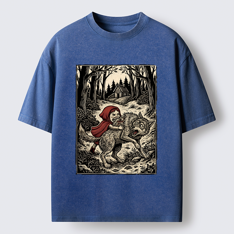 Tokyo-Lion Humor Of Inverted Stories Washed T-Shirt-Tokyo-Lion