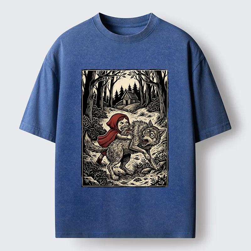 Tokyo-Lion Humor Of Inverted Stories Washed T-Shirt-Tokyo-Lion