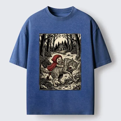 Tokyo-Lion Humor Of Inverted Stories Washed T-Shirt-Tokyo-Lion