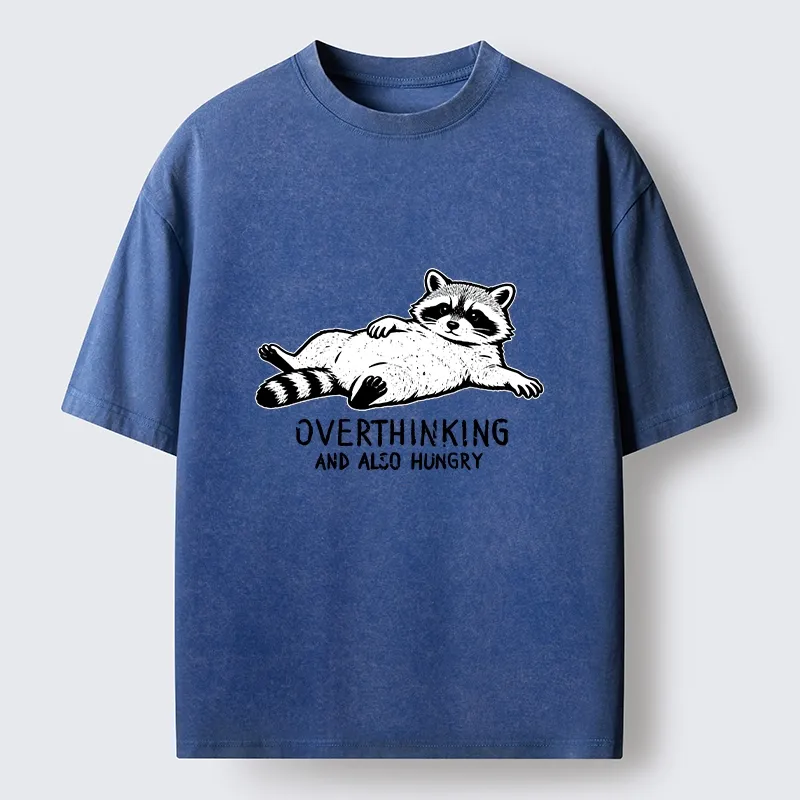 Tokyo-Lion Hungry Overthinking Raccoon Washed T-Shirt-Tokyo-Lion