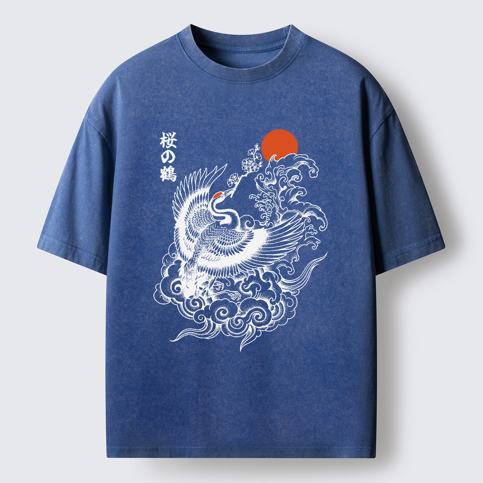 Tokyo-Lion Sakura Crane In Flight Washed T-Shirt