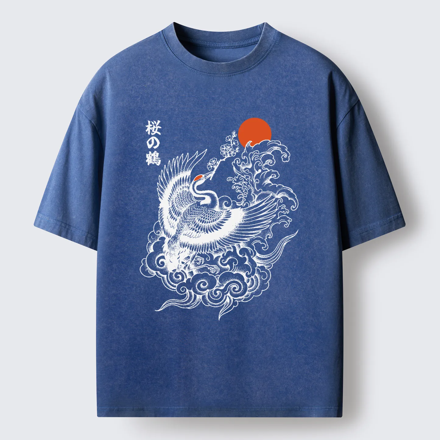 Tokyo-Lion Sakura Crane In Flight Washed T-Shirt