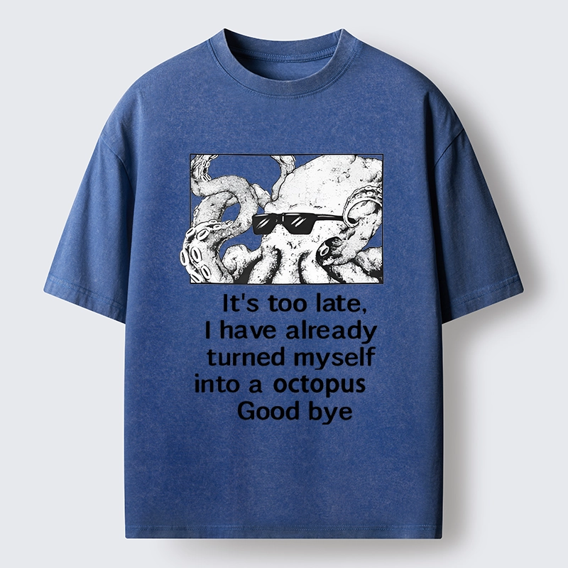 Tokyo-Lion Octopus Meme I Disappeared Completely Washed T-Shirt