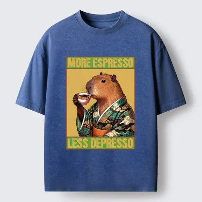 Tokyo-Lion Capybara Coffee Break Washed T-Shirt