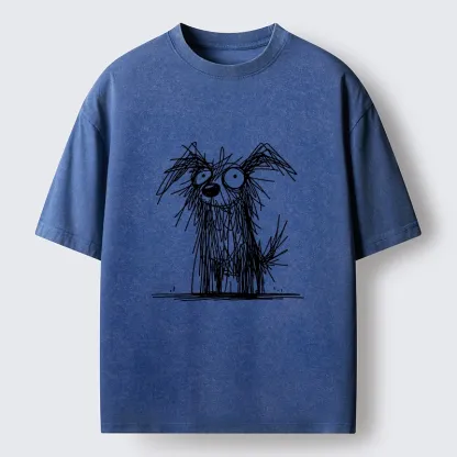 Tokyo-Lion Scruffy Dog Chaos Funny Washed T-Shirt