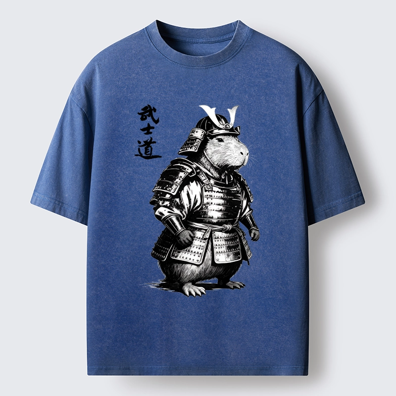Tokyo-Lion Capybara Samurai No Fear Washed T-Shirt