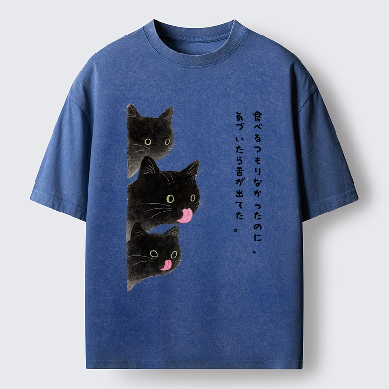 Tokyo-Lion Cats Who Forgot They Stuck Tongues Out Washed T-Shirt