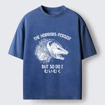 Tokyo-Lion Raccoon Dark Humor Quote Washed T-Shirt