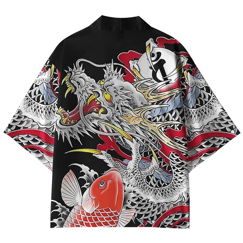 Tokyo-Lion Japanese Dragon Fish Kimono Cardigan