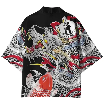 Tokyo-Lion Japanese Dragon Fish Kimono Cardigan