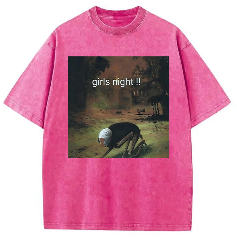 Tokyolion Girls Night Meme Washed T-Shirt