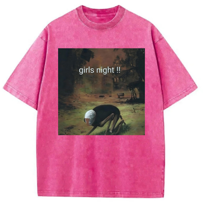 Tokyolion Girls Night Meme Washed T-Shirt