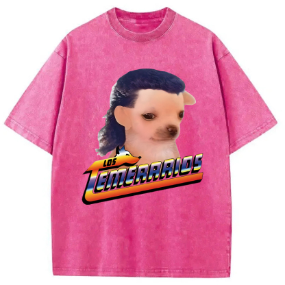 Tokyolion Chihuahua Mullet Meme Washed T-Shirt