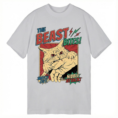 TokyoLion Vintage Horror Cat Bite Classic T-Shirt-Tokyo-Lion