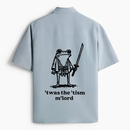 Tokyo-Lion Focused Samurai Frog Work Shirt-Tokyo-Lion