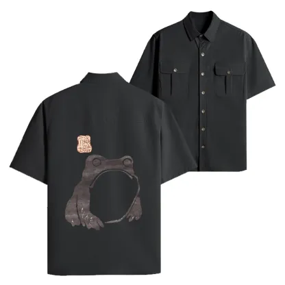 Tokyo-Lion Matsumoto Hoji Woodblock Print Frog Work Shirt-Tokyo-Lion