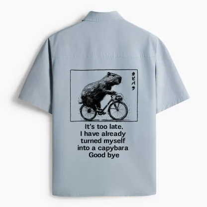 Tokyo-Lion Funny Capybara Riding A Bicycle Work Shirt