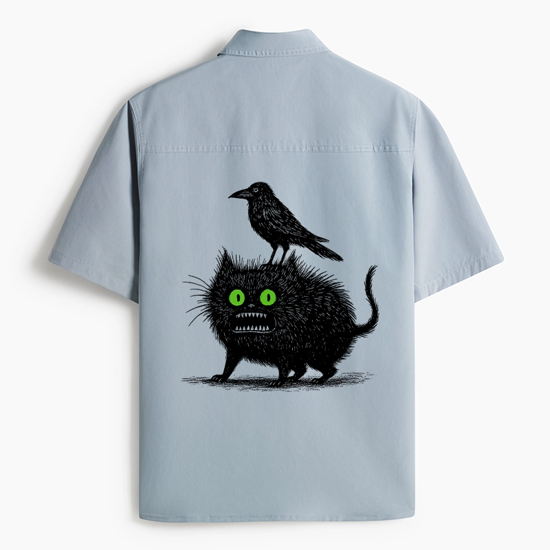 Tokyo-Lion Crow And Black Cat Work Shirt-Tokyo-Lion
