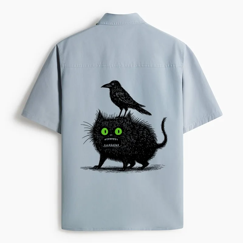 Tokyo-Lion Crow And Black Cat Work Shirt-Tokyo-Lion