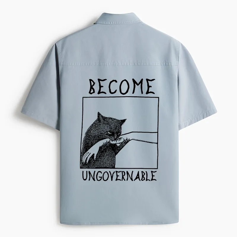 Tokyo-Lion Cat Biting Arm Work Shirt-Tokyo-Lion