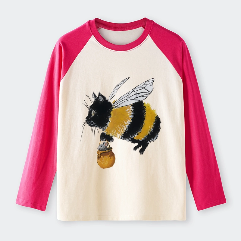 Tokyo-Lion Catbee Funny Raglan Long Sleeve T-shirt