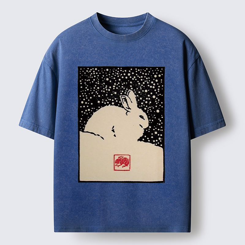 Tokyo-Lion Rabbit In The Snow Washed T-Shirt