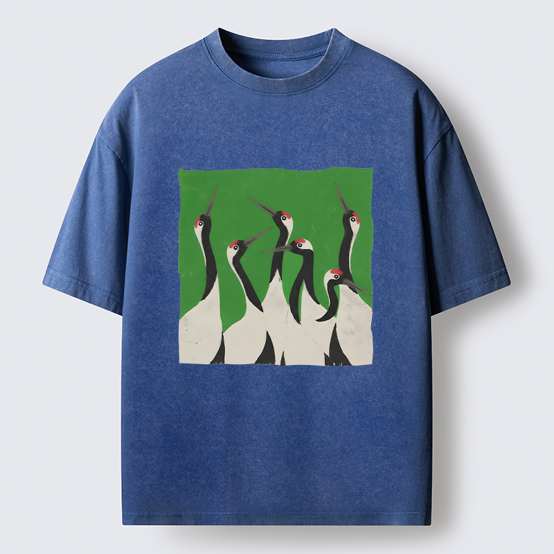 Tokyo-Lion Crane Flock Washed T-Shirt