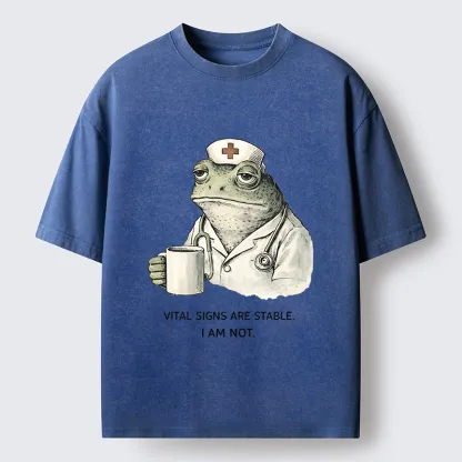 Tokyo-lion Japanese Melancholy Frog Washed T-Shirt