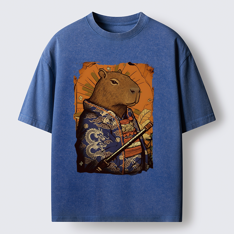 Tokyo-Lion Elegant Capybara Japan Washed T-Shirt