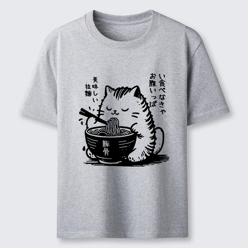 Tokyo-Lion Funny Cute Cat Eating Ramen Japan Classic T-Shirt