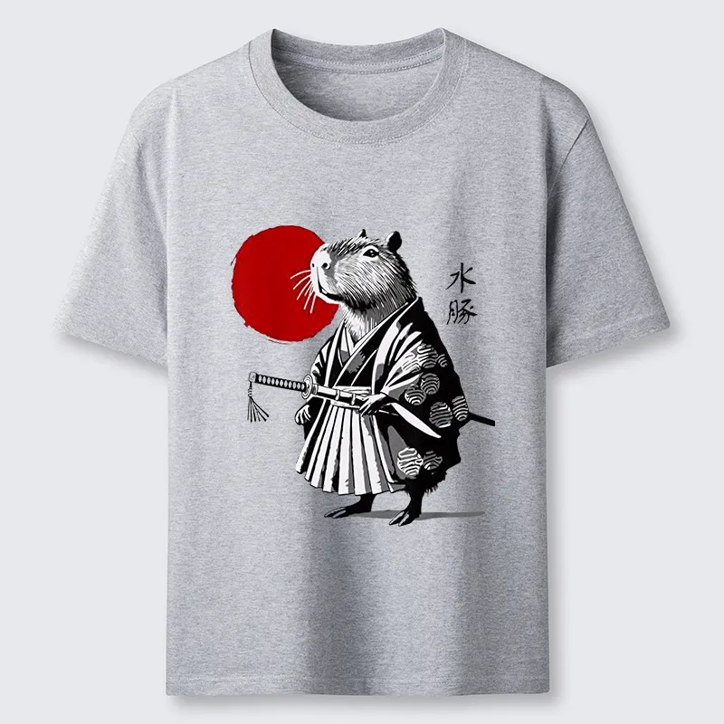 Tokyo-Lion Capybara Samurai And Sun Classic T-Shirt