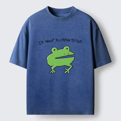 Tokyo-Lion Very Sleepy Frog Funny Washed T-Shirt