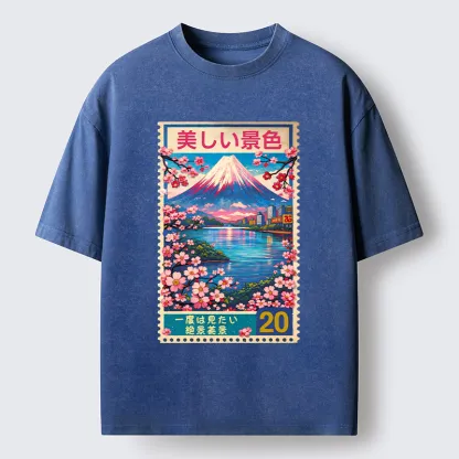 Tokyo-Lion Springtime Scenery Washed T-Shirt