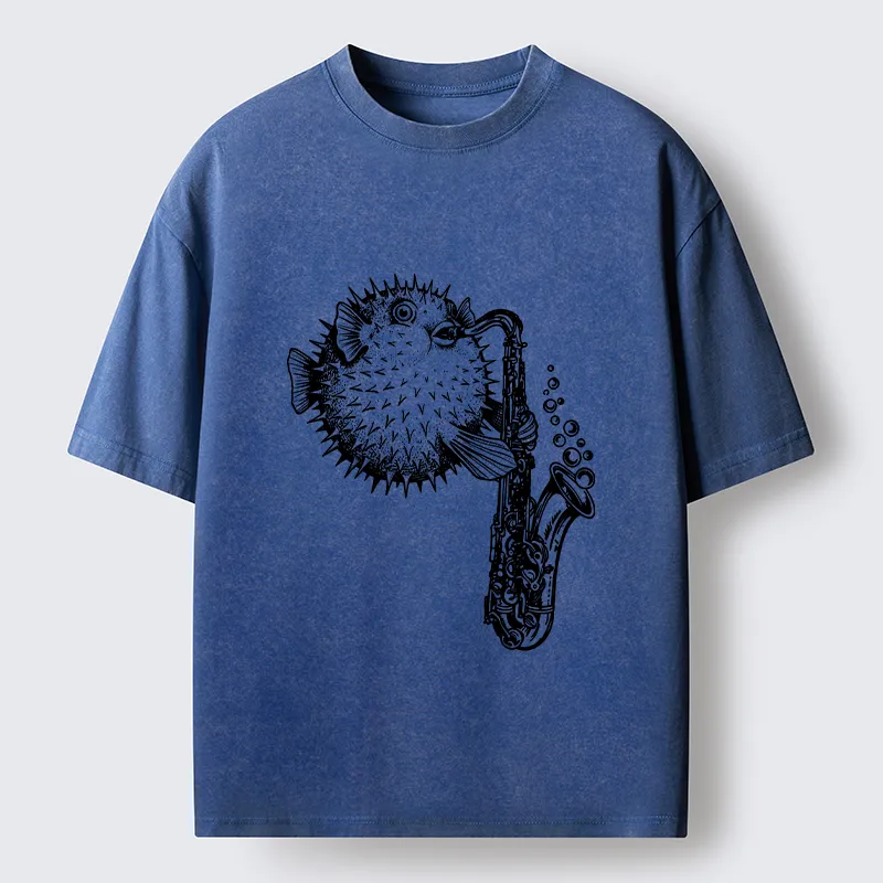 Tokyo-Lion Pufferfish Performance Washed T-Shirt