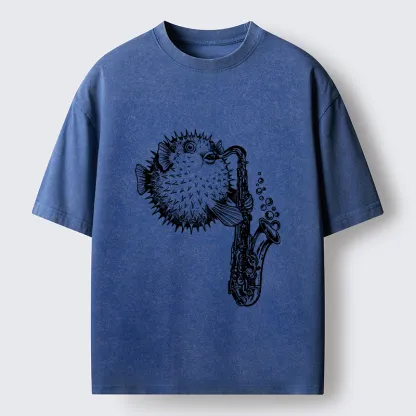 Tokyo-Lion Pufferfish Performance Washed T-Shirt