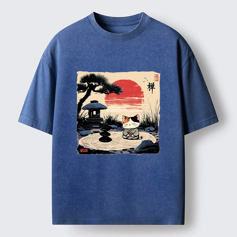 Tokyo-Lion Zen-like Scenery Washed T-Shirt