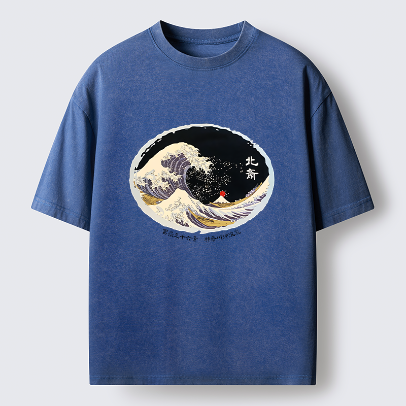 Tokyo-Lion Katsushika Hokusai Waves Washed T-Shirt