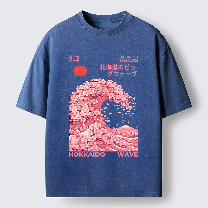 Tokyo-Lion Sakura Wave Washed T-Shirt